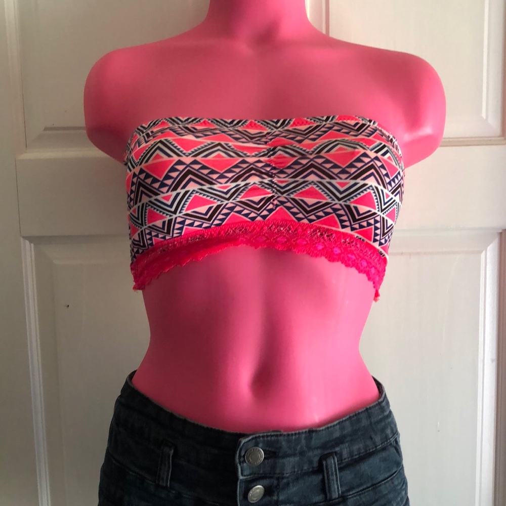 Bandeau Summer Geo Pink Top Medium